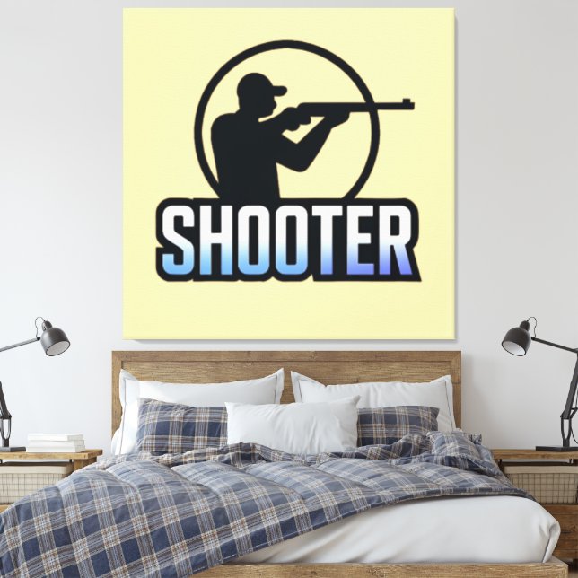 Lienzo Shooter - Diseño Marksman Silhouette Premium (Insitu(Dormitorio))