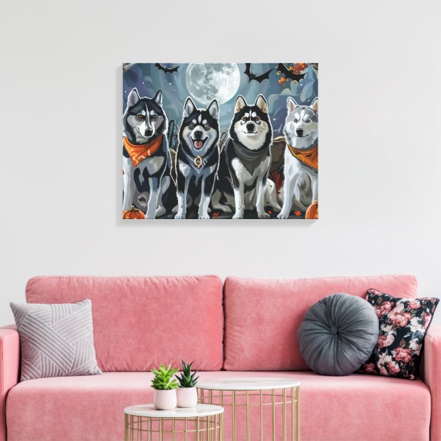 Lienzo Siberian Husky Halloween Espeluznante  (Insitu (Sala de estar))