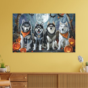 Lienzo Siberian Husky Halloween Espeluznante