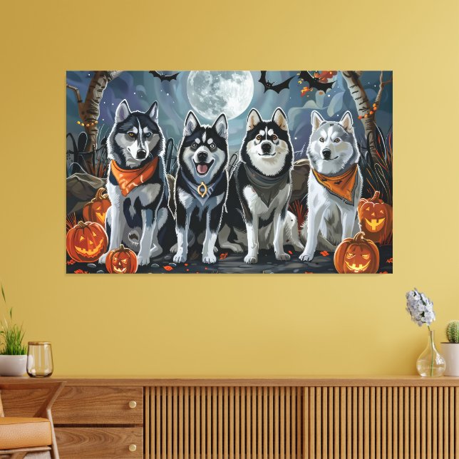 Lienzo Siberian Husky Halloween Espeluznante  (Insitu (Sala de estar))