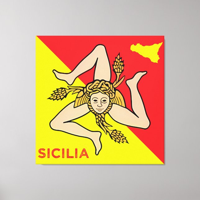 Lienzo Sicilia Sicilian Flag of Sicily Trinacria Pillow (Anverso)