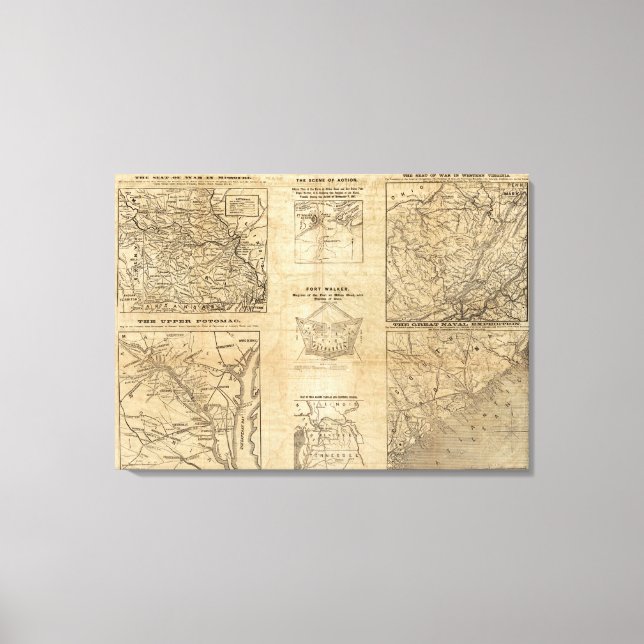 Lienzo Siete mapas del New York Herald (Anverso)