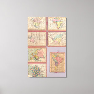 Lienzo Siete mapas del rompecabezas del mundo