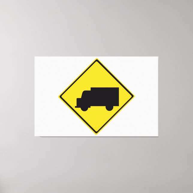 Lienzo Signo de advertencia de camiones de carretera (Anverso)