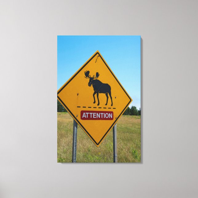 Lienzo Signo de advertencia de Moose (Anverso)