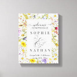 Lienzo Signo de bienvenida beige boho de flor silvestre d