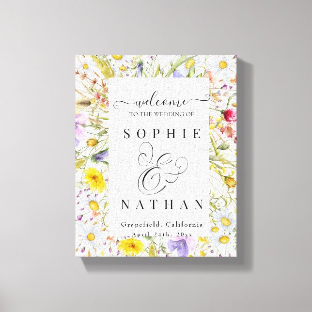 Lienzo Signo de bienvenida beige boho de flor silvestre d (Anverso)