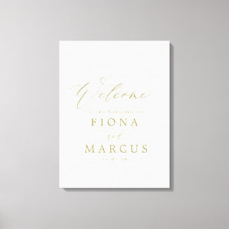 Lienzo Signo de bienvenida de Boda dorado