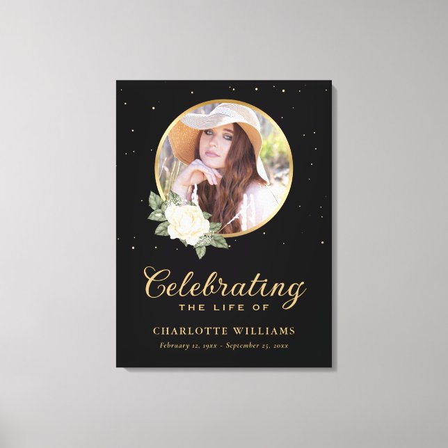 Lienzo Signo de bienvenida del funicular floral dorado ne (Anverso)