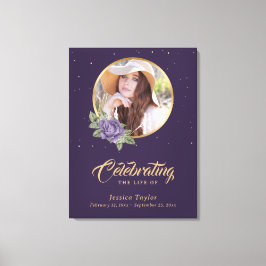 Lienzo Signo de bienvenida morado de funerales florales d
