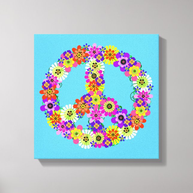 Lienzo Signo de paz floral sobre el cielo azul (Anverso)