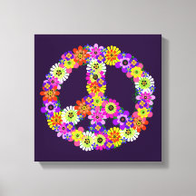 Signo de paz floral sobre morado