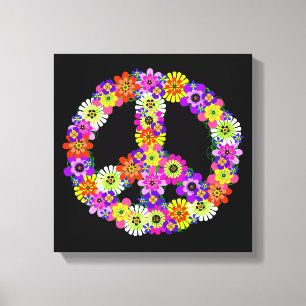 Lienzo Signo de paz floral sobre negro