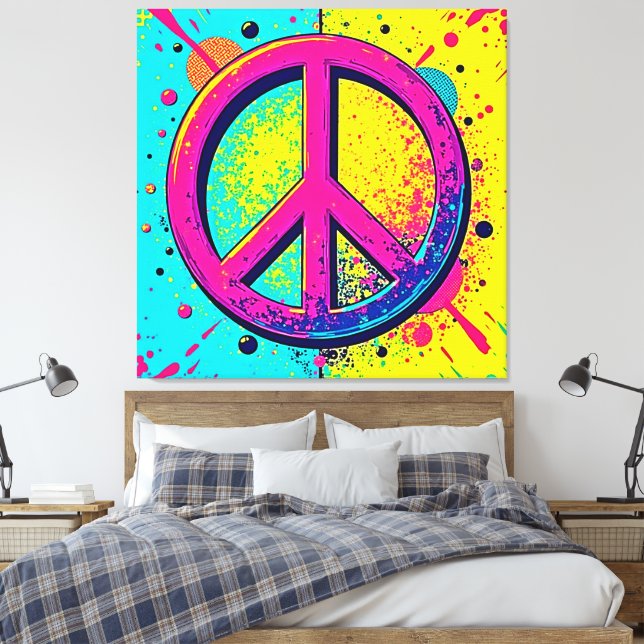 Lienzo Signo de Paz Retro Colorido (Insitu(Dormitorio))