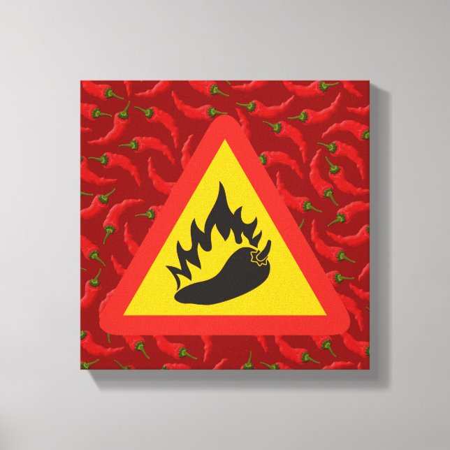 Lienzo Signo de peligro de pimienta caliente (Anverso)