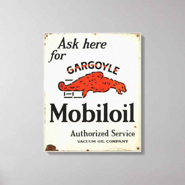 Lienzo Signo de servicio autorizado de Gargoyle Mobiloil (Anverso)