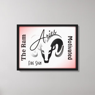 Lienzo Signo y símbolo de Aries enmarcado