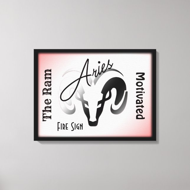 Lienzo Signo y símbolo de Aries enmarcado (Anverso)