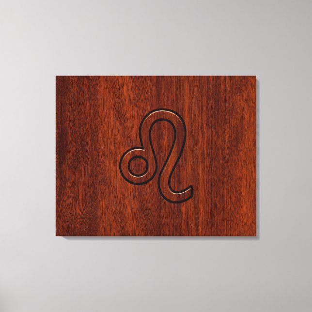 Lienzo Signo zodiacal Leo en estilo de madera de caoba (Anverso)
