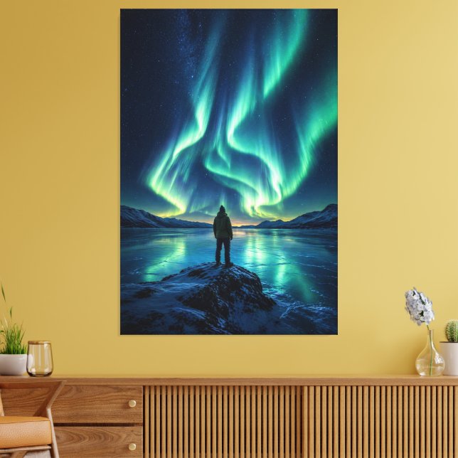 Lienzo Silent Awakening – Aurora Borealis Canvas Print (Insitu (Sala de estar))