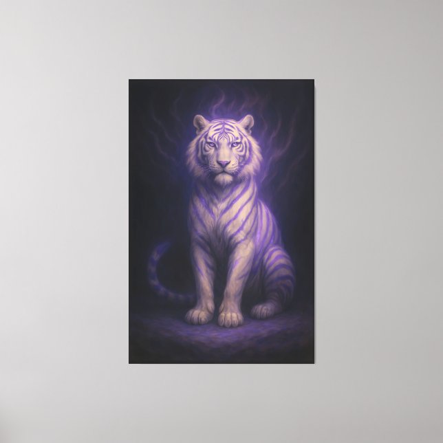 Lienzo Silent Awakening White Tiger – Blue Spirit Core (Anverso)