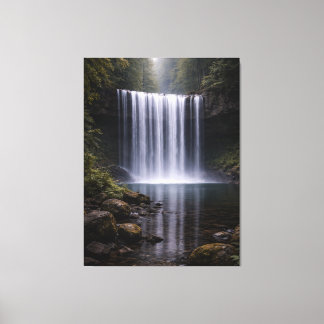 Lienzo Silent Forest Waterfall – Calm Nature Landscape
