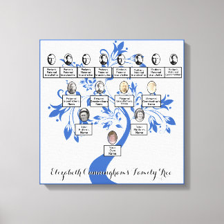 Lienzo Silhouette Blue Floral Tree Four Generation Photo