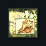 Lienzo Silhouette Conch Shell<br><div class="desc">Relájese con esta obra de arte contemporáneo de Jennifer Goldberger. Su colección de arte de conchas marinas es relajante y inspiradora. Esta obra de arte se centra en una gran concha de concha rodeada de arrecifes de coral verdes. Obtén este hermoso arte oceánico hoy con un toque de silueta en...</div>