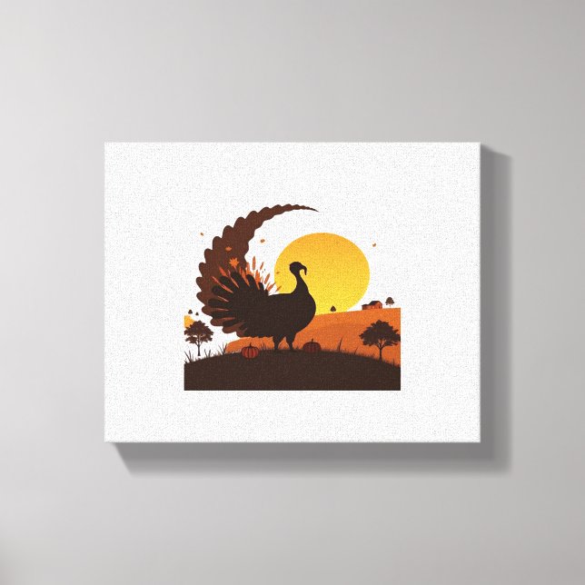 Lienzo Silhouette de Acción de Gracias Turquía - Sunset H (Anverso)