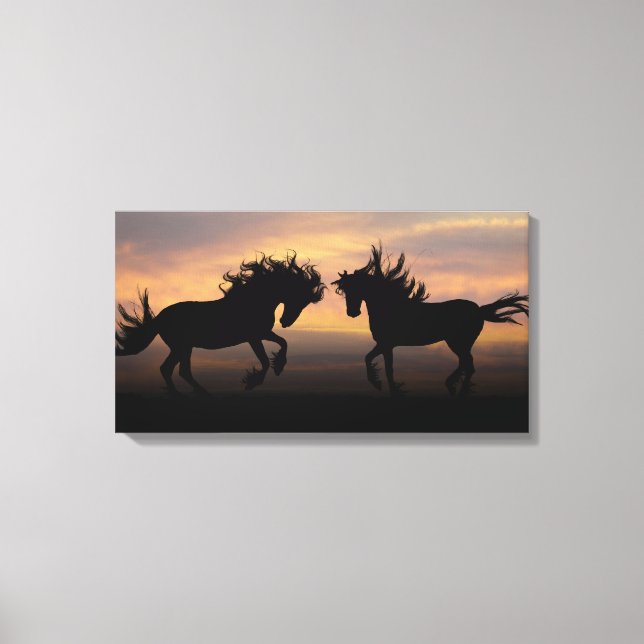 Lienzo Silhouette de Caballos Salvajes (Anverso)