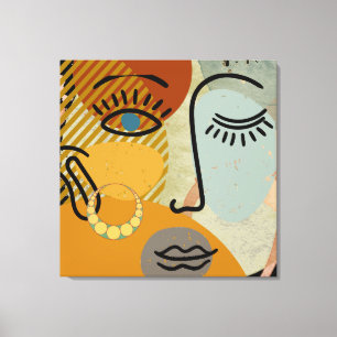 Lienzo Silhouette de caras gráficas contemporáneas