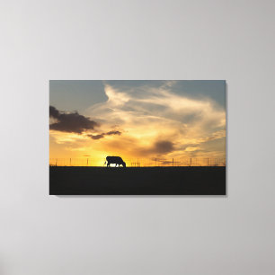 Lienzo Silhouette de Cattle Sunset