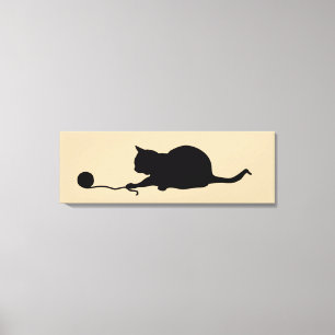 Lienzo Silhouette de gato en juego