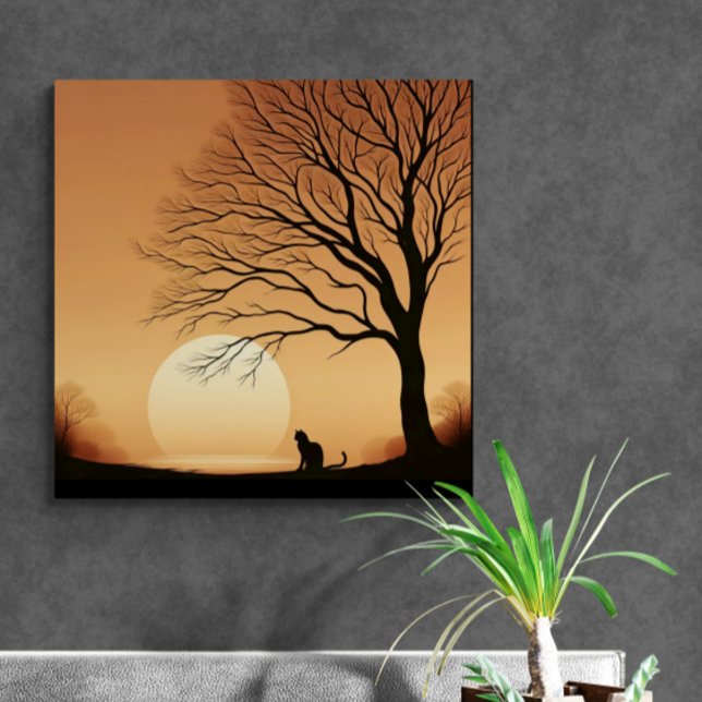 Lienzo Silhouette de gato y árbol negro en el juego de so (Subido por el creador)