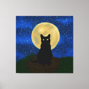 Lienzo Silhouette de Halloween Black Cat Moonlit