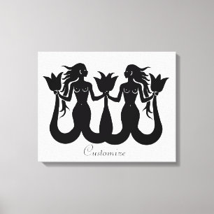 Lienzo Silhouette de sirena de dos colas Thunder_Cove