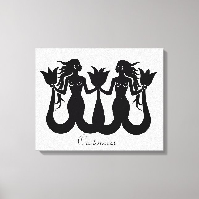 Lienzo Silhouette de sirena de dos colas Thunder_Cove (Anverso)