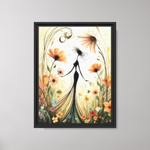 Lienzo Silhouette floral Art para un elegante estilo inte
