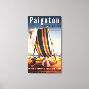 Lienzo Silla de playa de los ferrocarriles y poster