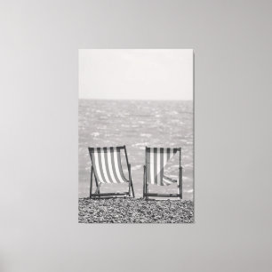 Lienzo Sillas de playa a rayas vintage