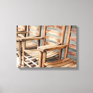 Lienzo Sillas rocosas rusticas de madera