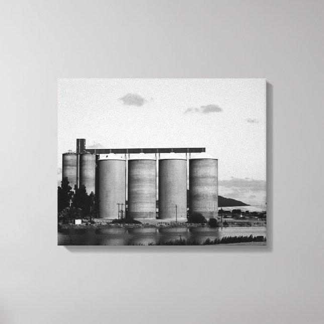 Lienzo Silos De Grano Rurales Monocromo Blanco Y Negro (Anverso)