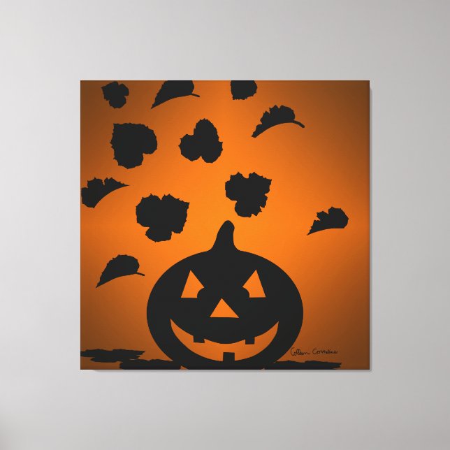 Lienzo Silueta de calabaza y hojas (Anverso)