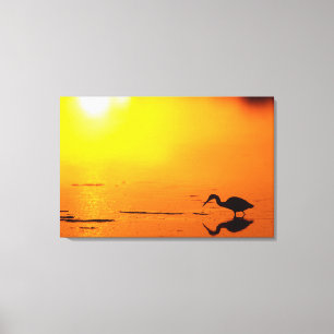 Lienzo Silueta de garza al atardecer, Florida
