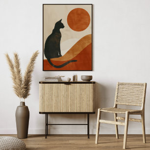Lienzo Silueta de gato boho Minimalista abstracto de pu