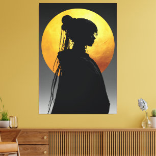 Lienzo Silueta de Luna Mística – Anime Elegante