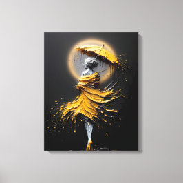 Lienzo Silueta de paraguas amarillo Impasto