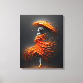 Lienzo Silueta de paraguas naranja impasto