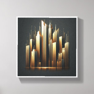 Lienzo Silueta de rascacielos dorados de lujo - Abstracci