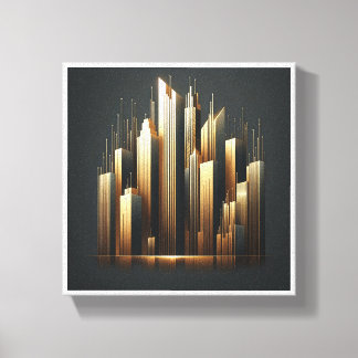 Lienzo Silueta de rascacielos dorados de lujo - Abstracci